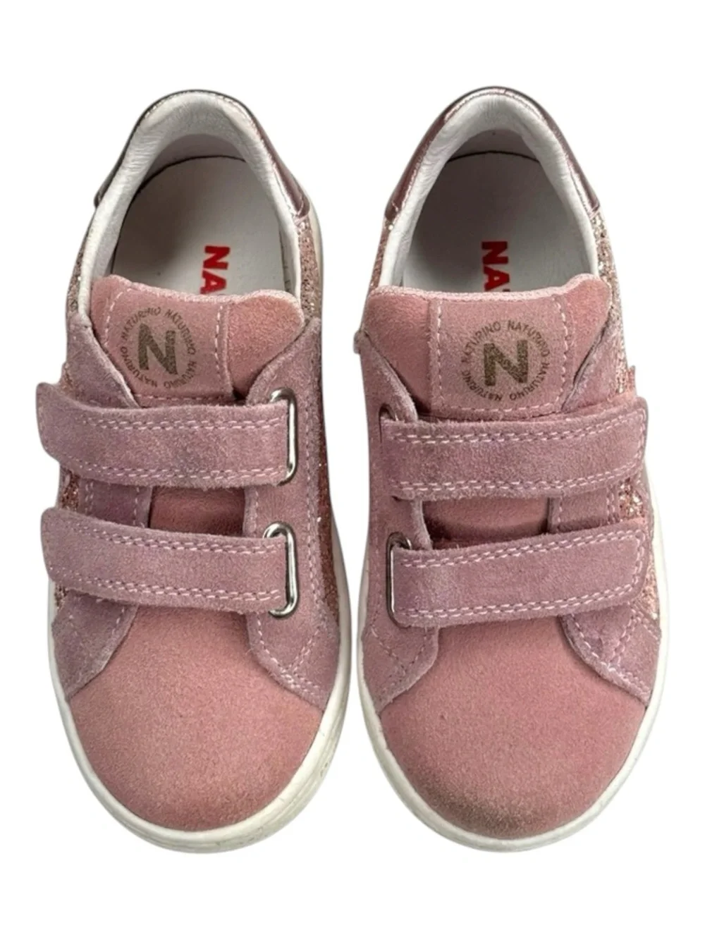 Naturino ★ Pinn VL Glitter Star Italian Suede Sneaker ★ Pink ★ Toddler 8M 25 ★